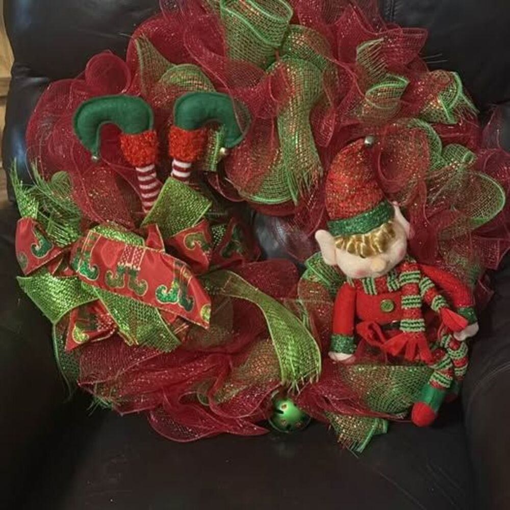Christmas Elf Deco Mesh Wreath